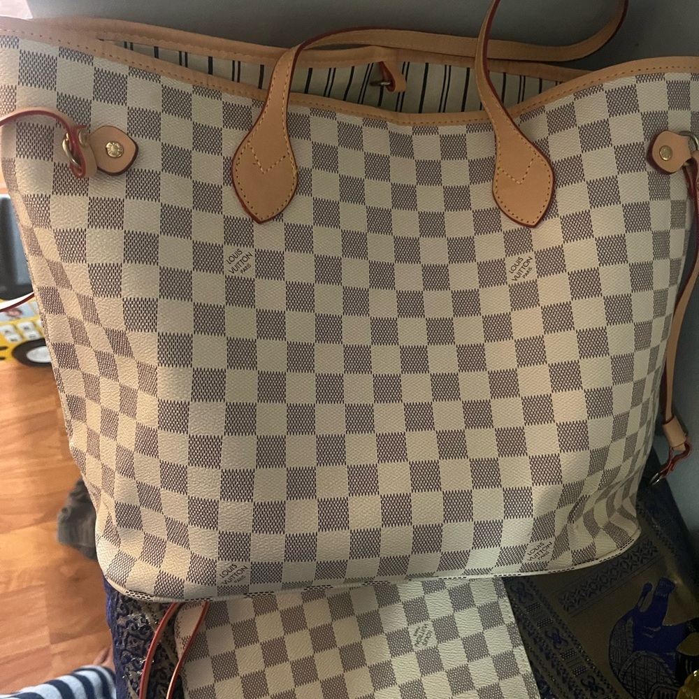 Designer Inspired Checkered Tote Bag